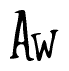 The image is of the word Aw stylized in a cursive script.