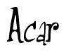 The image contains the word 'Acar' written in a cursive, stylized font.