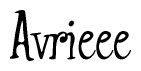 The image is of the word Avrieee stylized in a cursive script.