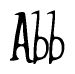 The image is of the word Abb stylized in a cursive script.