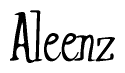 The image is a stylized text or script that reads 'Aleenz' in a cursive or calligraphic font.