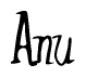 The image is of the word Anu stylized in a cursive script.