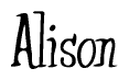 The image is a stylized text or script that reads 'Alison' in a cursive or calligraphic font.