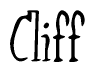The image is of the word Cliff stylized in a cursive script.