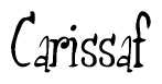 The image is a stylized text or script that reads 'Carissaf' in a cursive or calligraphic font.