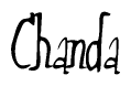 The image is of the word Chanda stylized in a cursive script.