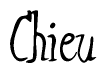 The image is of the word Chieu stylized in a cursive script.