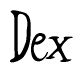 The image contains the word 'Dex' written in a cursive, stylized font.
