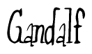 The image contains the word 'Gandalf' written in a cursive, stylized font.