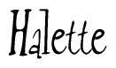 The image is a stylized text or script that reads 'Halette' in a cursive or calligraphic font.