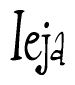 The image is of the word Ieja stylized in a cursive script.