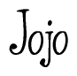 The image is a stylized text or script that reads 'Jojo' in a cursive or calligraphic font.