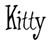 The image is a stylized text or script that reads 'Kitty' in a cursive or calligraphic font.