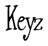 The image is a stylized text or script that reads 'Keyz' in a cursive or calligraphic font.
