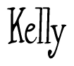 The image is a stylized text or script that reads 'Kelly' in a cursive or calligraphic font.