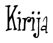 The image is a stylized text or script that reads 'Kirija' in a cursive or calligraphic font.