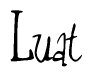 The image is of the word Luat stylized in a cursive script.