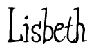 The image is of the word Lisbeth stylized in a cursive script.
