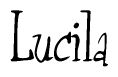 The image contains the word 'Lucila' written in a cursive, stylized font.
