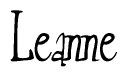 The image is a stylized text or script that reads 'Leanne' in a cursive or calligraphic font.