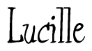 The image contains the word 'Lucille' written in a cursive, stylized font.