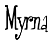 The image is a stylized text or script that reads 'Myrna' in a cursive or calligraphic font.