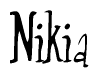 The image is of the word Nikia stylized in a cursive script.