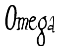 The image is of the word Omega stylized in a cursive script.