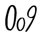The image contains the word 'Oo9' written in a cursive, stylized font.
