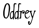 The image contains the word 'Oddrey' written in a cursive, stylized font.