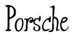 The image contains the word 'Porsche' written in a cursive, stylized font.