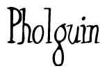 The image is of the word Pholguin stylized in a cursive script.