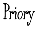 The image is a stylized text or script that reads 'Priory' in a cursive or calligraphic font.