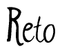 The image is a stylized text or script that reads 'Reto' in a cursive or calligraphic font.