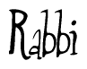 The image is a stylized text or script that reads 'Rabbi' in a cursive or calligraphic font.