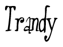 The image contains the word 'Trandy' written in a cursive, stylized font.