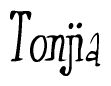 The image contains the word 'Tonjia' written in a cursive, stylized font.