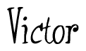 The image is of the word Victor stylized in a cursive script.