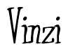 The image is a stylized text or script that reads 'Vinzi' in a cursive or calligraphic font.