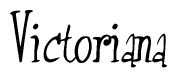 The image is of the word Victoriana stylized in a cursive script.