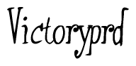 The image is of the word Victoryprd stylized in a cursive script.