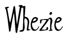 The image is a stylized text or script that reads 'Whezie' in a cursive or calligraphic font.