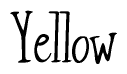 The image is a stylized text or script that reads 'Yellow' in a cursive or calligraphic font.