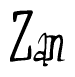 The image is of the word Zan stylized in a cursive script.