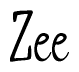 The image is of the word Zee stylized in a cursive script.
