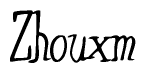 The image contains the word 'Zhouxm' written in a cursive, stylized font.