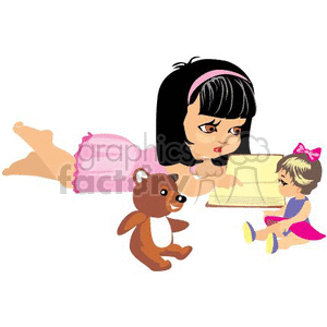 Girl reading clipart. Royalty-free image # 369357