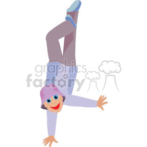 A Dancer with a Purple Hat Standing on one Arm clipart. Commercial use image # 369924
