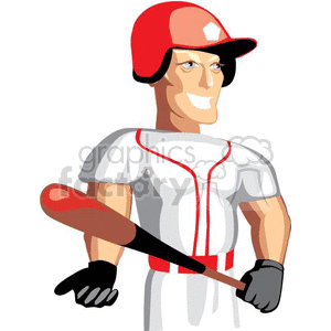 cartoon baseball player holding a bat clipart.