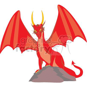red dragon with yellow horns clipart. Commercial use image # 370079